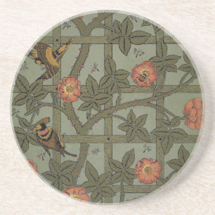 William Morris Trellis Wallpaper Art Coaster