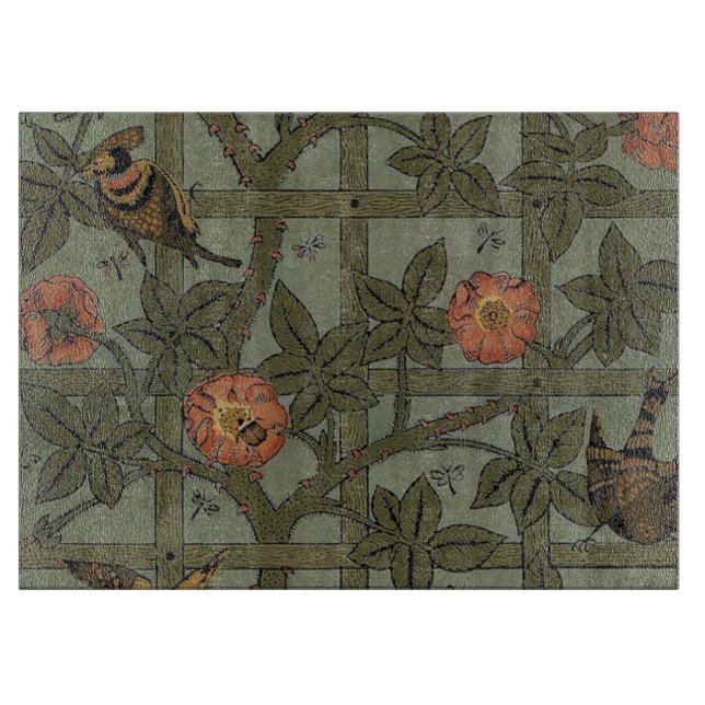 William Morris Trellis Wallpaper Art Cutting Board (Front)
