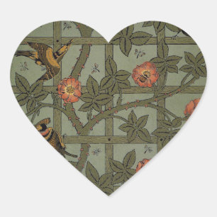 William Morris Trellis Wallpaper Art Heart Sticker