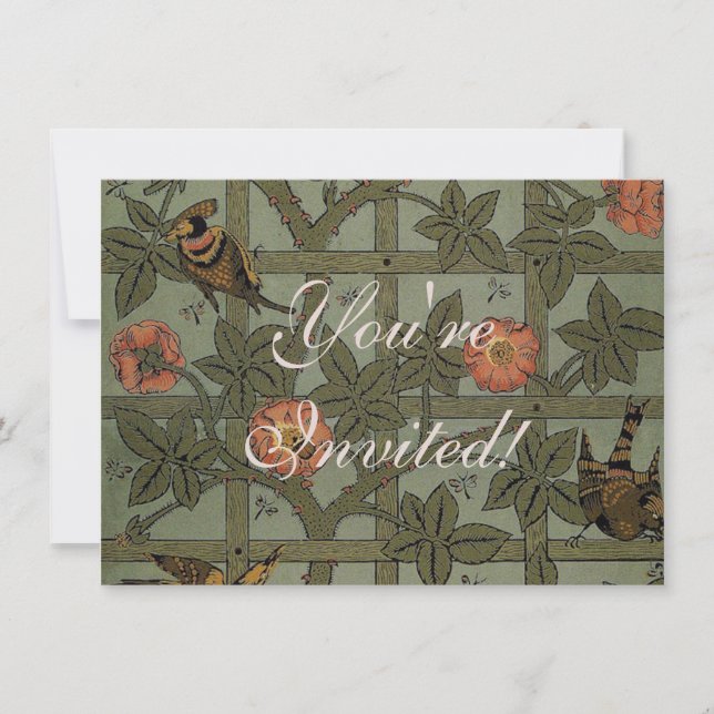 William Morris Trellis Wallpaper Art Invitation (Front)