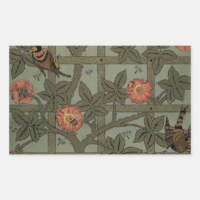 William Morris Trellis Wallpaper Art Rectangular Sticker (Front)