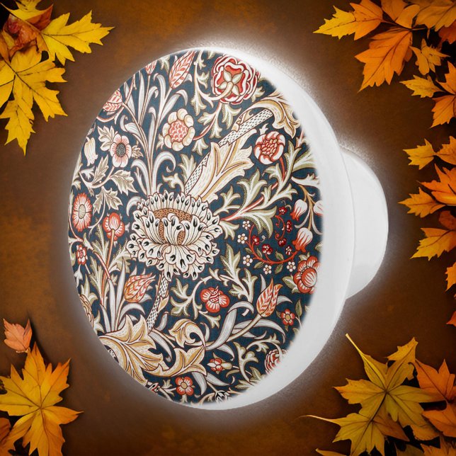 William * Morris  Trent Floral Red Indigo Gold Ceramic Knob (Creator Uploaded)