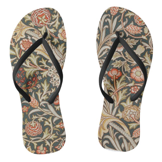William Morris Trent Garden Flower Classic Botanic Flip Flops (Footbed)