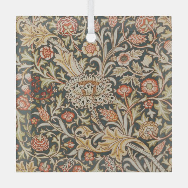 William Morris Trent Garden Flower Classic Botanic Glass Tree Decoration (Front)