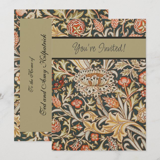William Morris Trent Garden Flower Classic Botanic Invitation (Front/Back)