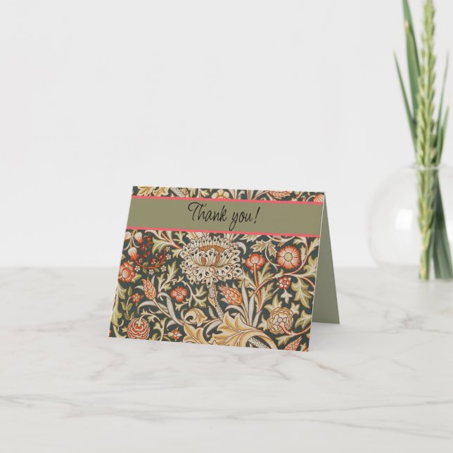 William Morris Trent Garden Flower Classic Botanic Thank You Card (Front)