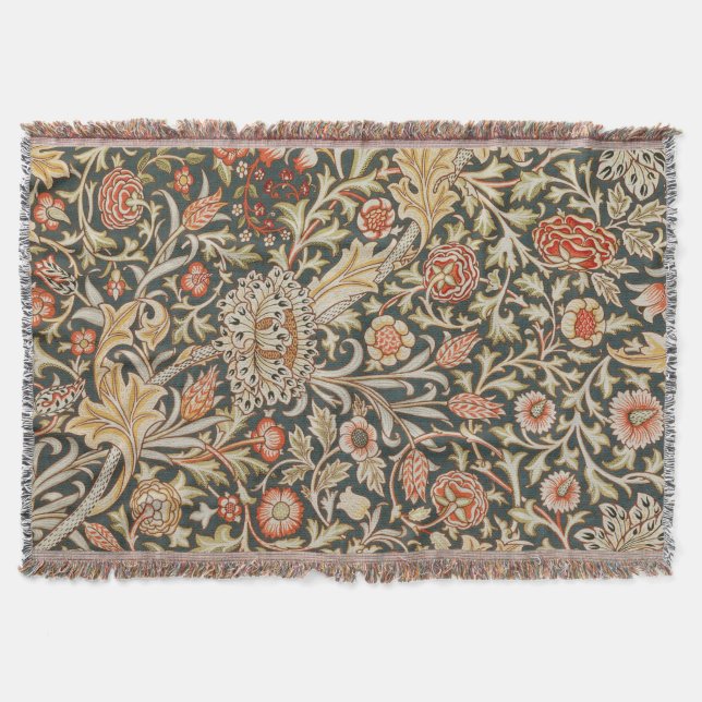 William Morris Trent Garden Flower Classic Botanic Throw Blanket (Front)