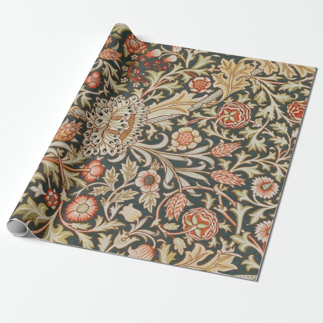 William Morris Trent Garden Flower Classic Botanic Wrapping Paper (Unrolled)