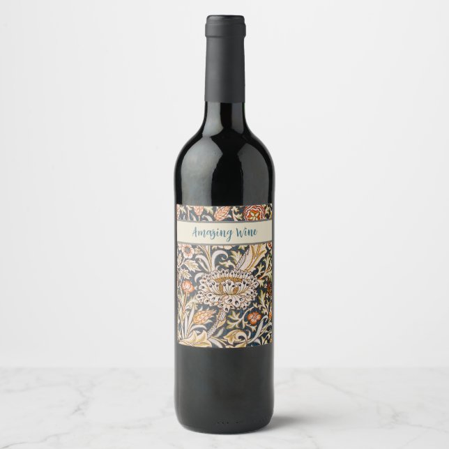 William Morris Trent Garden Flower Pattern Classic Wine Label (Front)
