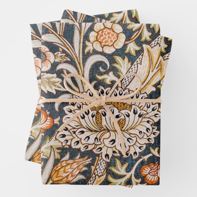 William Morris Trent Garden Flower Pattern Classic Wrapping Paper Sheet (In situ)