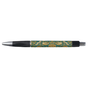 William Morris Tudor Rose Pattern Blue Golden