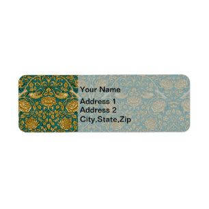 William Morris Tudor Rose Pattern Blue Golden