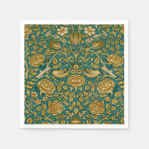 William Morris Tudor Rose Pattern Blue Golden Napkin