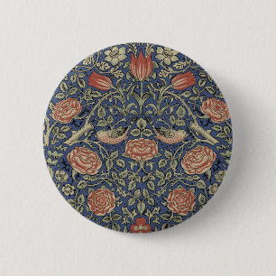 William Morris Tudor Rose Wallpaper 6 Cm Round Badge
