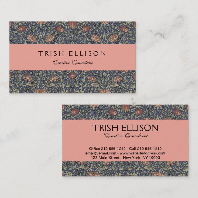 William Morris Tudor Rose Wallpaper Business Card (Front/Back)