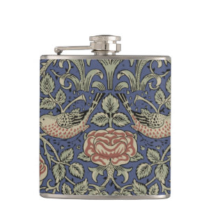 William Morris Tudor Rose Wallpaper Hip Flask