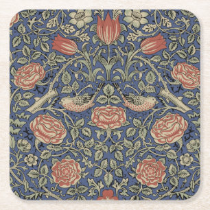 William Morris Tudor Rose Wallpaper Square Paper Coaster