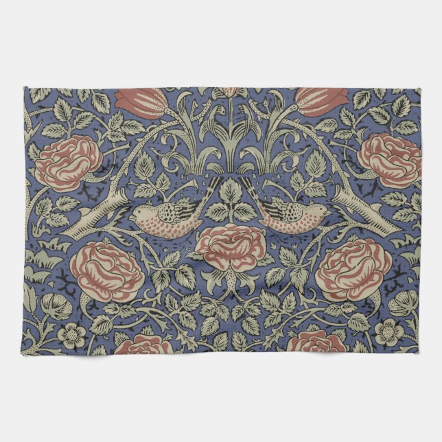 William Morris Tudor Rose Wallpaper Tea Towel (Horizontal)