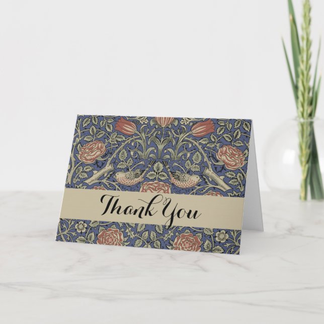 William Morris Tudor Rose Wallpaper Thank You Card (Front)