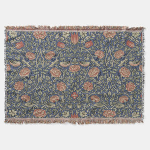 William Morris Tudor Rose Wallpaper Throw Blanket