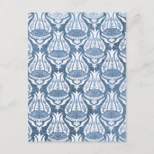 William Morris Tulip and Trellis Blue Floral Art Postcard
