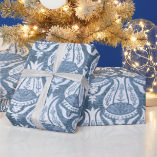 William Morris Tulip and Trellis Blue Floral Art Wrapping Paper