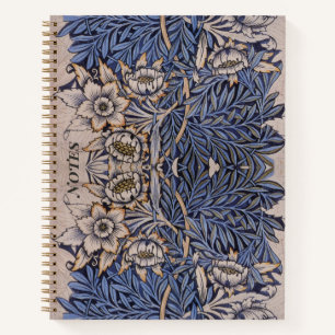 WILLIAM *MORRIS TULIP AND WILLOW BLUE FLOWERS NOTEBOOK
