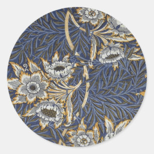 William Morris Tulip and Willow Floral Pattern Classic Round Sticker