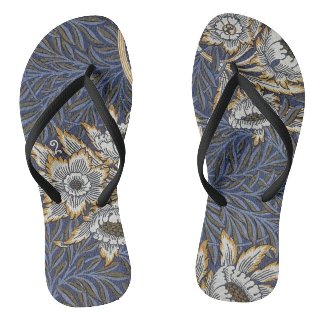 William Morris Tulip and Willow Floral Pattern Flip Flops (Footbed)