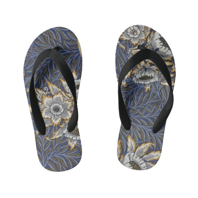 William Morris Tulip and Willow Floral Pattern Kid's Flip Flops (Footbed)