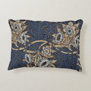 william morris tulip and willow tapestry pattern decorative cushion