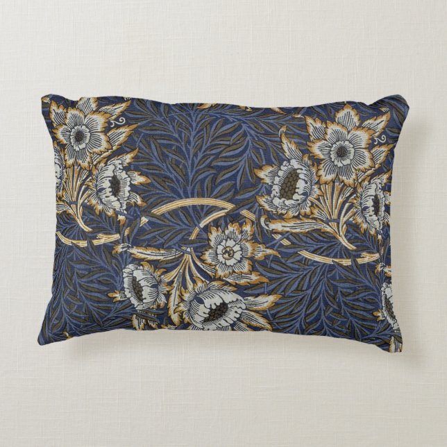william morris tulip and willow tapestry pattern decorative cushion (Back)