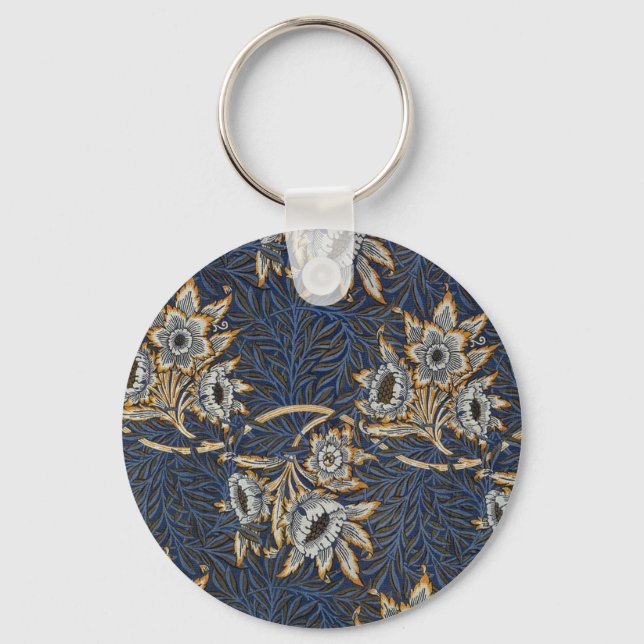 william morris tulip and willow tapestry pattern key ring (Front)