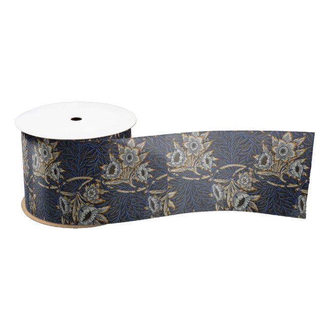 william morris tulip and willow tapestry pattern satin ribbon (Spool)