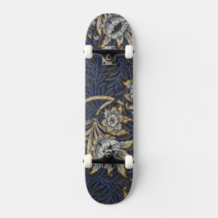 william morris tulip and willow tapestry pattern skateboard