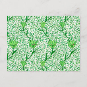 William Morris Tulip Damask, Emerald Green Postcar Postcard
