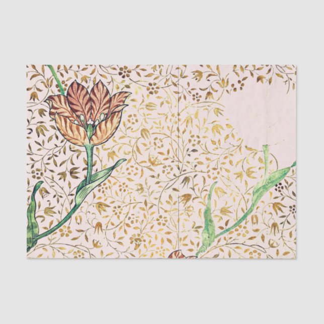 William Morris TULIP DESIGN IN PINK Tissue Paper (Front)
