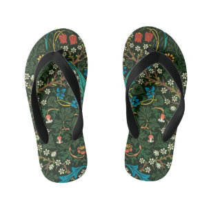 William Morris Tulip Floral Pattern Kid's Flip Flops