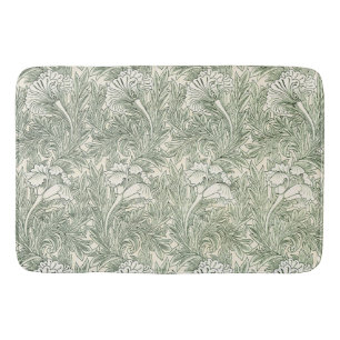 William Morris Tulip Green Floral Art Print Bath Mat