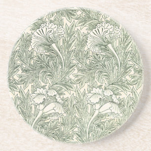 William Morris Tulip Green Floral Art Print Coaster