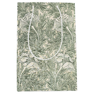 William Morris Tulip Green Floral Art Print Medium Gift Bag