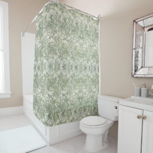 William Morris Tulip Green Floral Art Print Shower Curtain