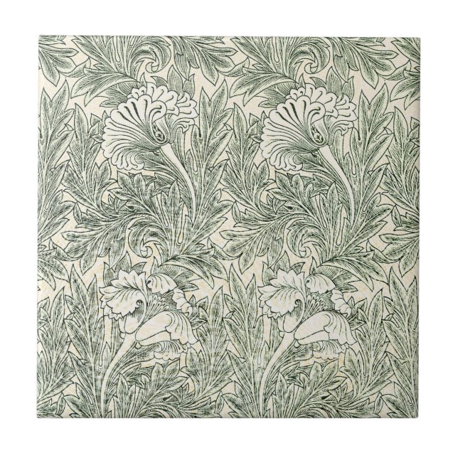 William Morris Tulip Wallpaper Classic Green Tile (Front)