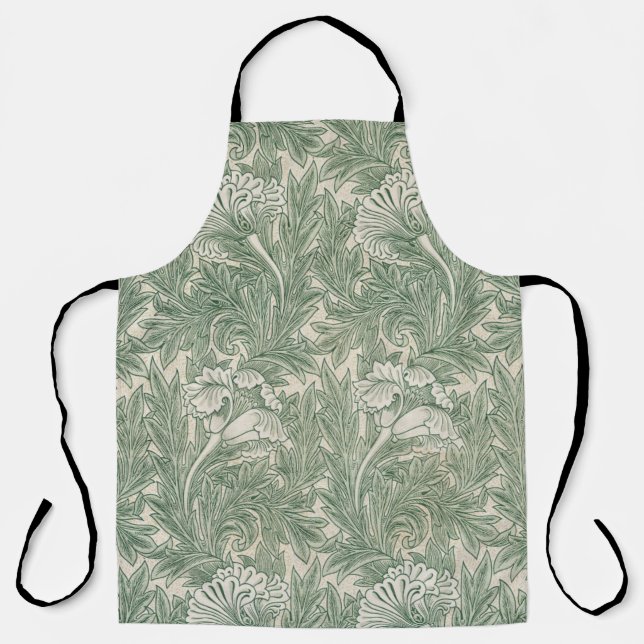 William Morris tulip wallpaper textile green Apron (Front)