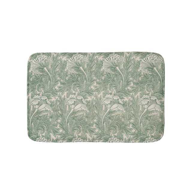 William Morris tulip wallpaper textile green Bath Mat (Front)