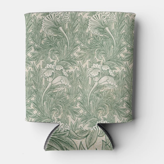 William Morris tulip wallpaper textile green Can Cooler (Front)