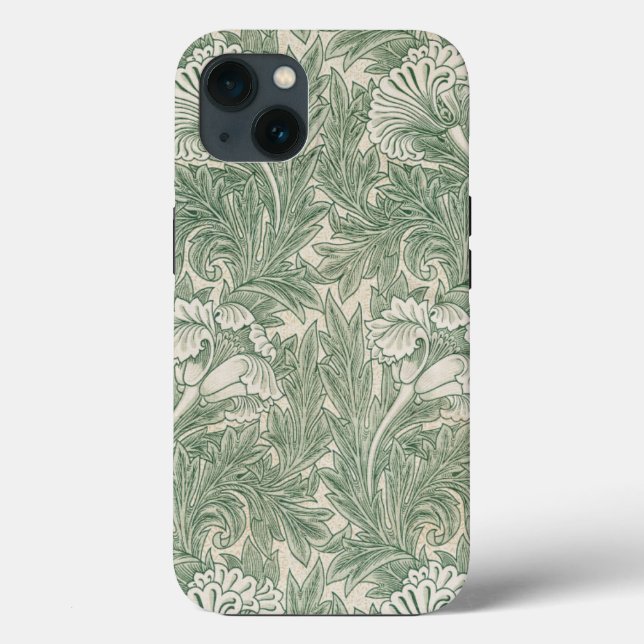 William Morris tulip wallpaper textile green Case-Mate iPhone Case (Back)