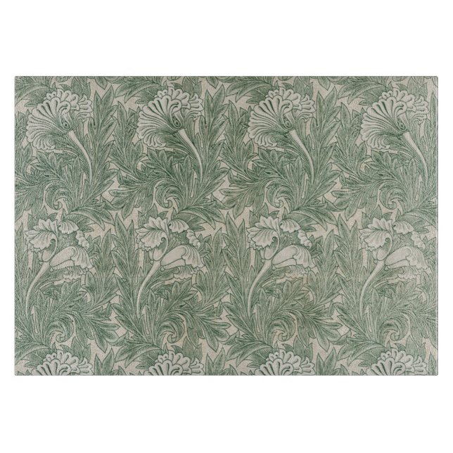 William Morris tulip wallpaper textile green Cutting Board (Front)