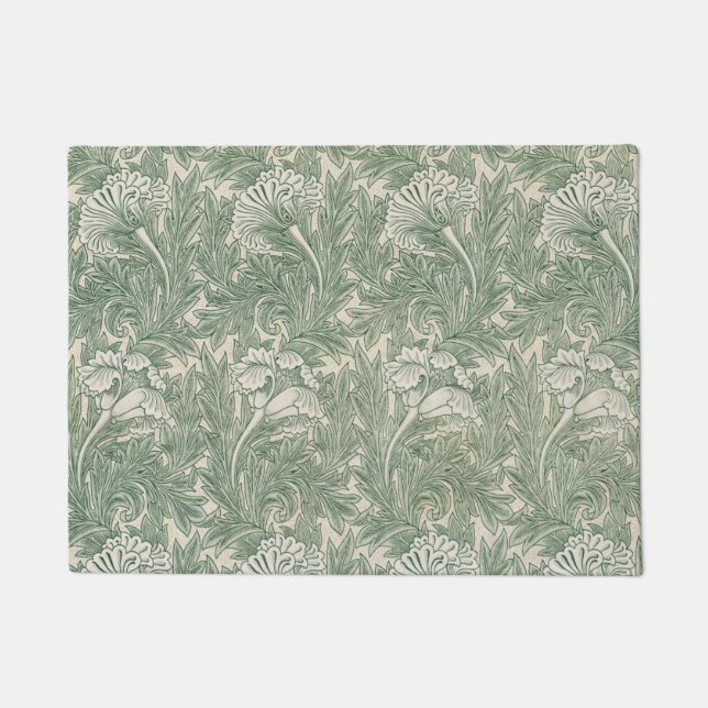 William Morris tulip wallpaper textile green Doormat (Front)
