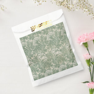 William Morris tulip wallpaper textile green Favour Bags